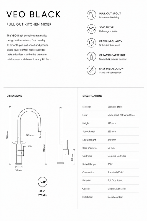 VEO Black - Signature Kitchen Mixer